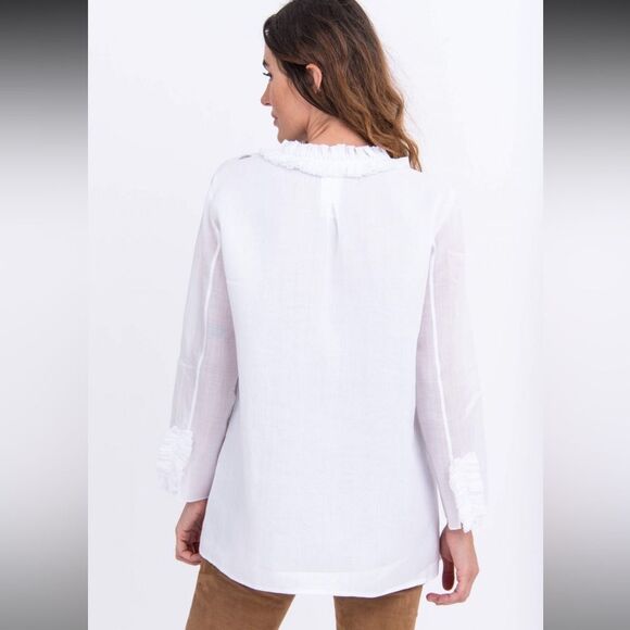 MaxMara Gabry ruffles button up shirt. Ramie material - Picture 2 of 16
